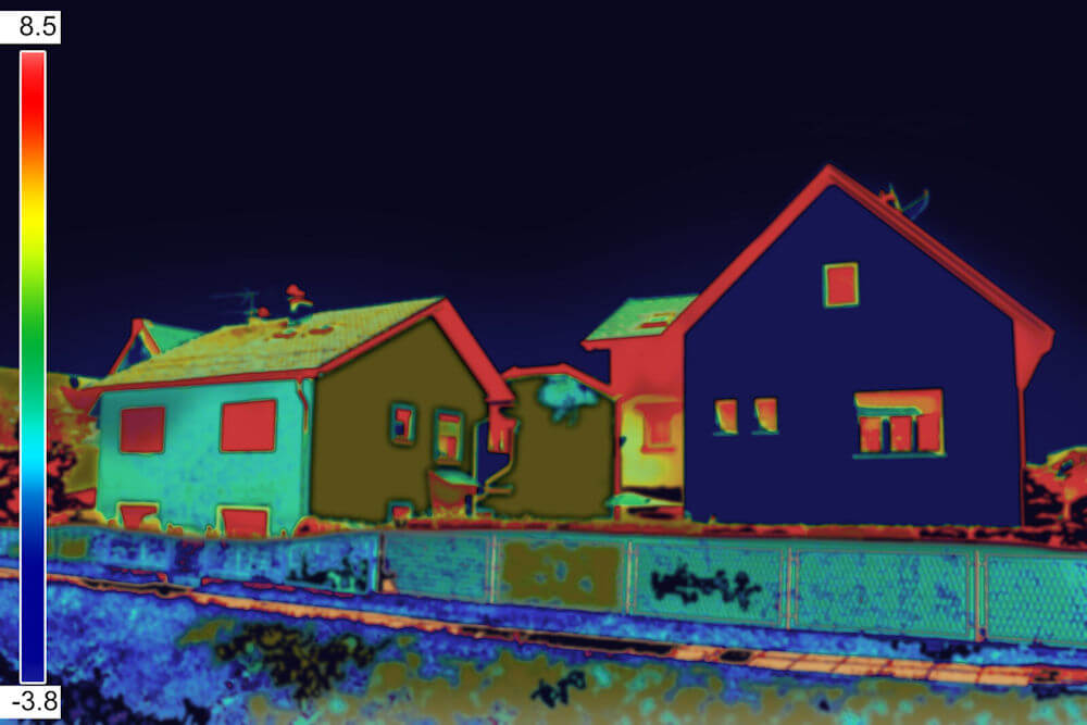 Image showing the result of a heat loss survey carried out at night